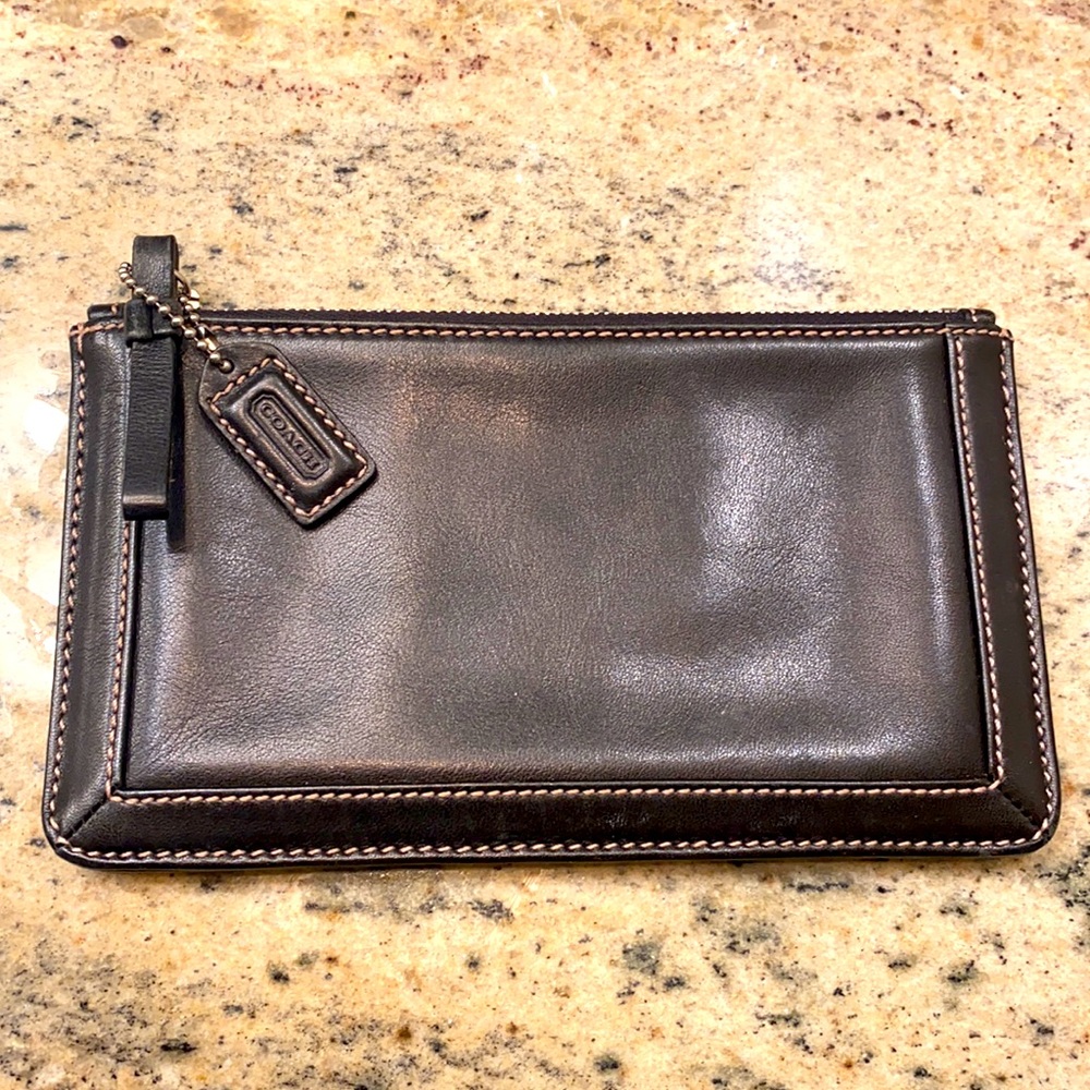 Black leather Coach Slim Pouch